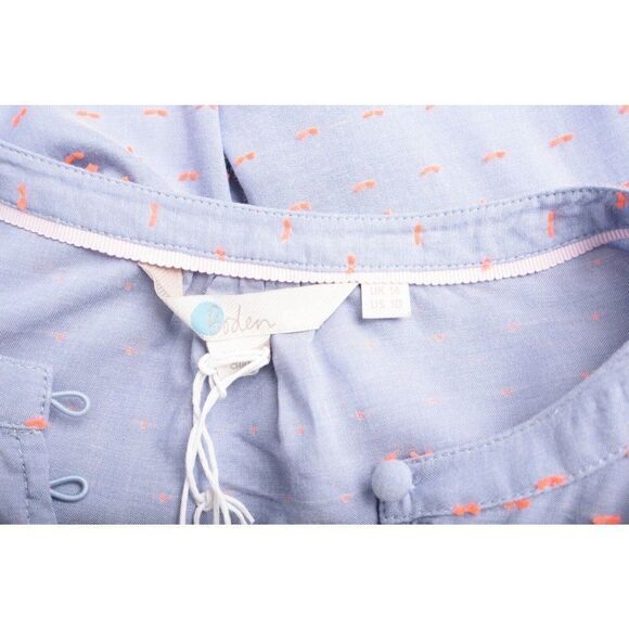Boden Womens Lori Blouse Shirt UK 14 US 10 Blue Pink Swiss Dot Long Sleeve NWT - Picture 6 of 6